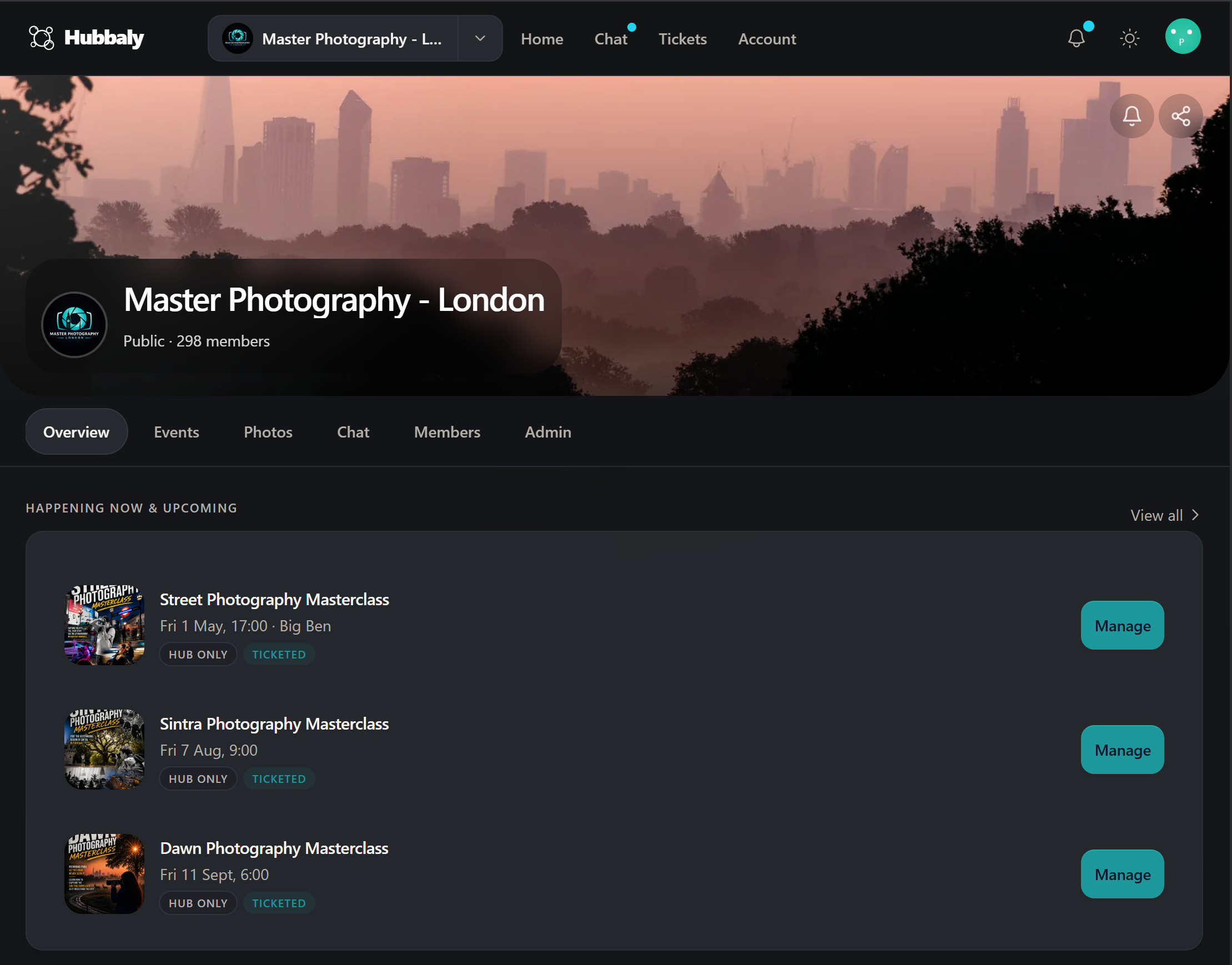 Hubbaly desktop hub overview for Master Photography London